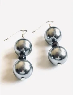 Χειροποίητα γυναικεία σκουλαρίκια με ασημί πέρλα και πέτρες Αιματίτη My perla 2