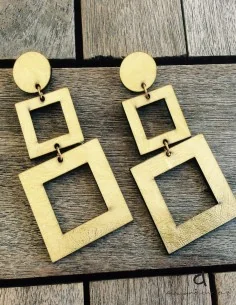 Κόσμημα σκουλαρίκια με άνισα τετράγωνα στοιχεία σε χρυσό χρώμα Squared 2