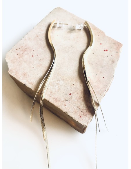 Γυναικείο κόσμημα χρυσά μακριά σκουλαρίκια από ατσάλι Hilary