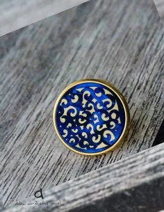 Γυναικείο στρογγυλό δαχτυλίδι με αυξομείωση σε μπλε Stencil 2