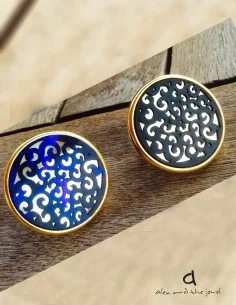 Γυναικείο στρογγυλό δαχτυλίδι με αυξομείωση σε μπλε Stencil