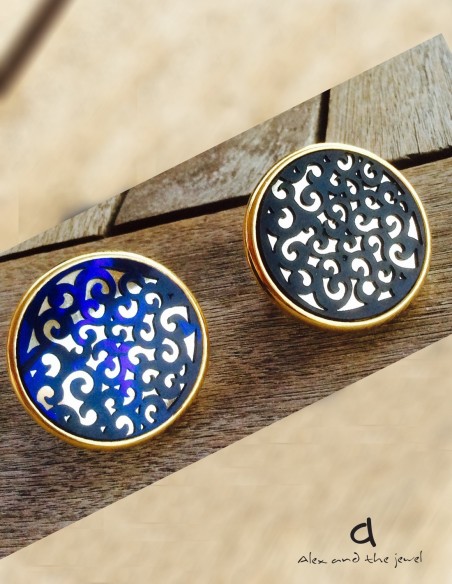 Γυναικείο στρογγυλό δαχτυλίδι με αυξομείωση σε μπλε Stencil Γυναικείο στρογγυλό δαχτυλίδι με αυξομείωση σε μπλε Stencil