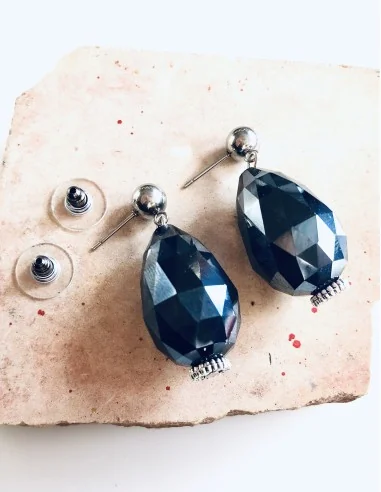 Χειροποίητα γυναικεία σκουλαρίκια με μεγάλο κρύσταλλο Maissa