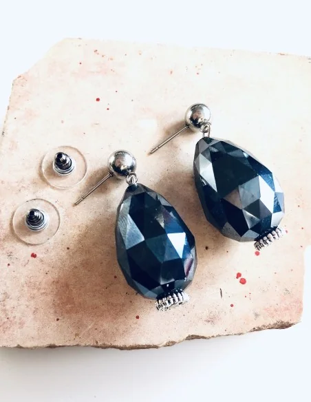 Χειροποίητα γυναικεία σκουλαρίκια με μεγάλο κρύσταλλο Maissa