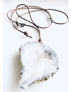 Χειροποίητο γυναικείο κολιέ με ακατέργαστη πέτρα Αχάτη σε δερμάτινο κορδόνι  Jodi 2