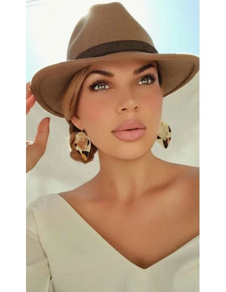 Κόσμημα σκουλαρίκια από τεχνόδερμα φιδιού και animal print σε σχήμα φύλλου Savanna