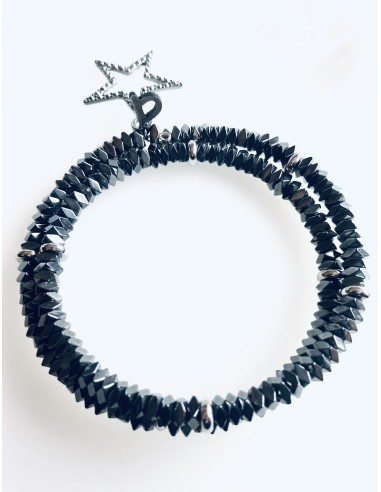 Χειροποίητο βραχιόλι 2 σειρών με ημιπολύτιμες πέτρες αιματίτη και κρεμαστό στοιχείο αστέρι με ζιργκόν Lisbon Χειροποίητο βραχιόλι 2 σειρών με ημιπολύτιμες πέτρες αιματίτη και κρεμαστό στοιχείο αστέρι με ζιργκόν Lisbon