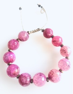 Χειροποίητο βραχιόλι με ημιπολύτιμες πέτρες Αχάτη σε ροζ αποχρώσεις με νερά και πέτρες αιματίτη σε χρυσό χρώμα Rosalia 2