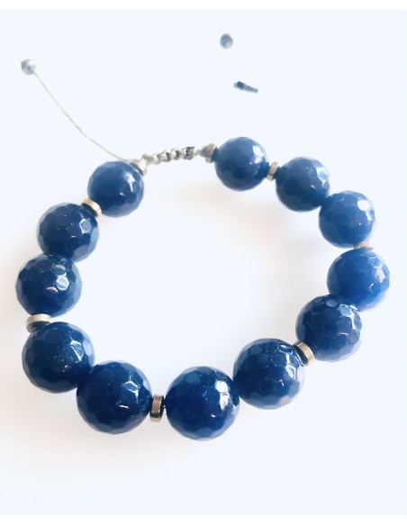 Βραχιόλι με ημιπολύτιμες Αχάτη και Αιματίτη Royal Blue