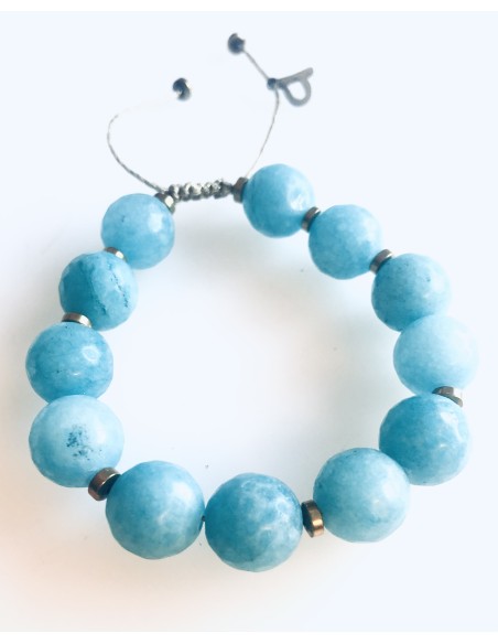 Χειροποίητο βραχιόλι με πέτρες Αχάτη και Αιματίτη σε χρυσό κορδόνι με αυξομείωση  Aria