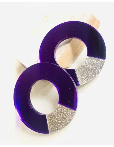 Χειροποίητα γυναικεία σκουλαρίκια από plexiglass σε μωβ και χρυσό Monaco