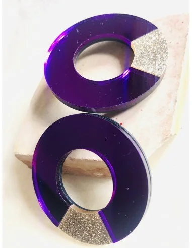 Χειροποίητα γυναικεία σκουλαρίκια από plexiglass σε μωβ και χρυσό Monaco