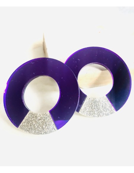 Χειροποίητα γυναικεία σκουλαρίκια από plexiglass σε μωβ και χρυσό Monaco Χειροποίητα γυναικεία σκουλαρίκια από plexiglass σε μωβ και χρυσό Monaco