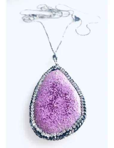 Χειροποίητο γυναικείο κολιέ με φούξια μωβ...