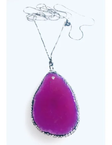 Χειροποίητο γυναικείο κολιέ με φούξια μωβ...