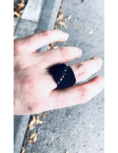 Χειροποίητο γυναικείο μακραμέ μαύρο δαχτυλίδι...