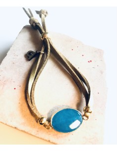 Χειροποίητο γυναικείο βραχιόλι με γαλάζιο οβάλ κρύσταλλο Τσεχίας Ciel 2