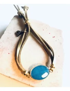 Χειροποίητο γυναικείο βραχιόλι με γαλάζιο οβάλ κρύσταλλο Τσεχίας Ciel 2