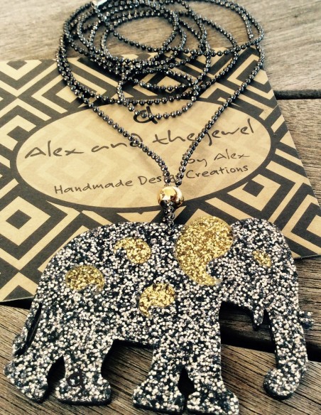 Χειροποίητο κολιέ κόσμημα ελέφαντας κρεμαστό