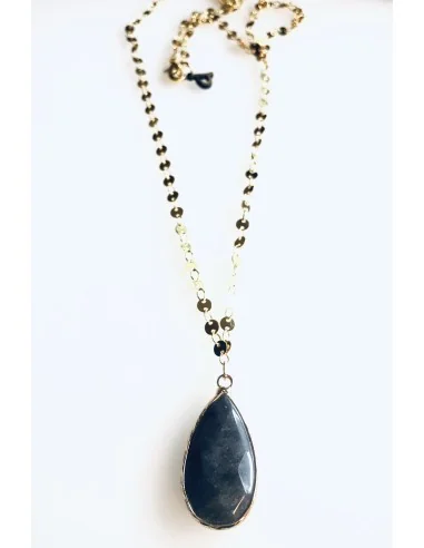 Χειροποίητο γυναικείο κολιέ με γκρι κρύσταλλο Τσεχίας Frinda