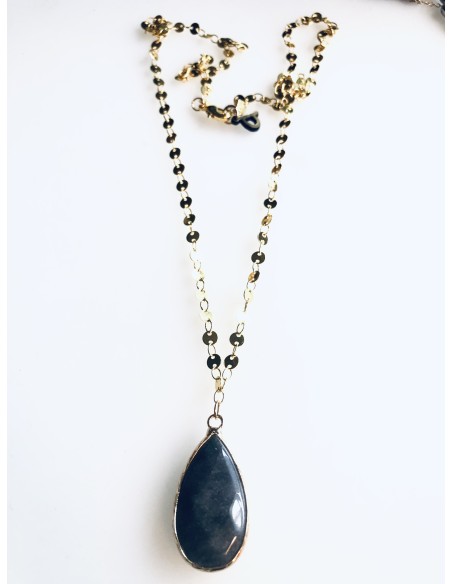 Χειροποίητο γυναικείο κολιέ με γκρι κρύσταλλο Τσεχίας Frinda