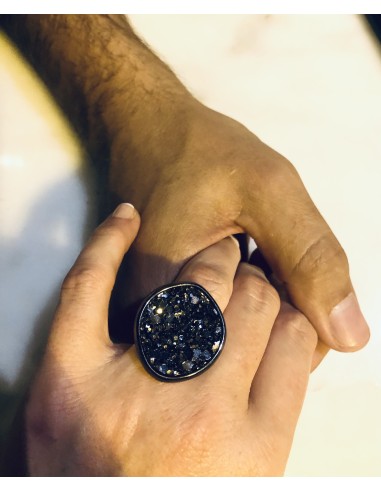 Γυναικείο δαχτυλίδι στρογγυλό σε μαύρο με αυξομείωση Apollonia