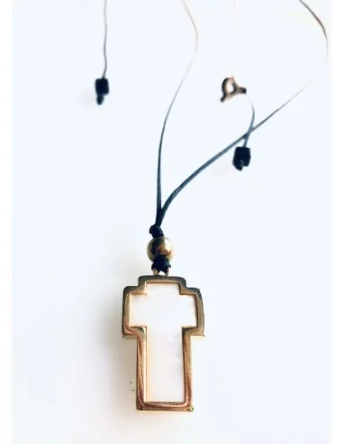 Χειροποίητο κόσμημα κολιέ με κρεμαστό σταυρό σε λευκό Dieu