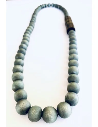 Χειροποίητο γυναικείο μακρύ κολιέ από ξύλο σε μπεζ χακί καφέ Night tube