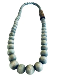 Χειροποίητο γυναικείο μακρύ κολιέ από ξύλο σε μπεζ χακί καφέ Night tube