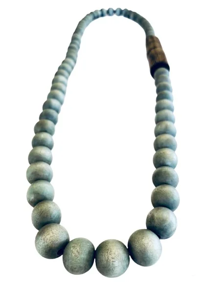 Χειροποίητο γυναικείο μακρύ κολιέ από ξύλο σε μπεζ χακί καφέ Night tube