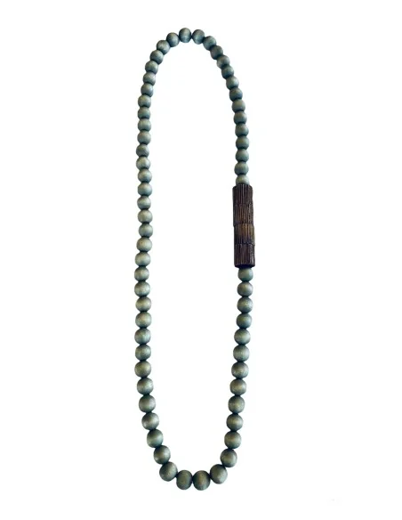 Χειροποίητο γυναικείο μακρύ κολιέ από ξύλο σε μπεζ χακί καφέ Night tube