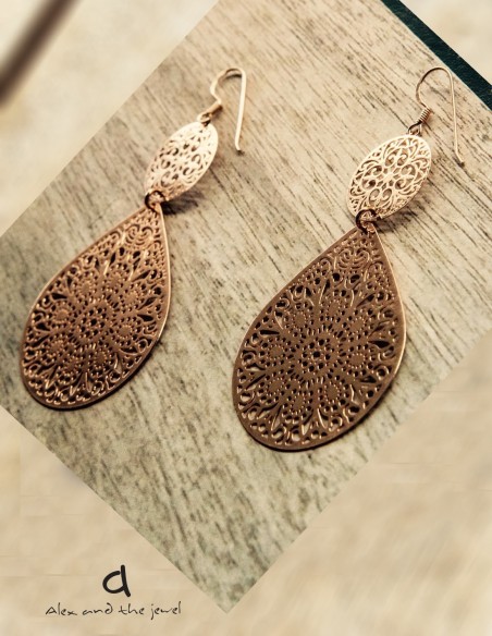 Γυναικεία σκουλαρίκια φιλιγκρί σταγόνα Like Feather