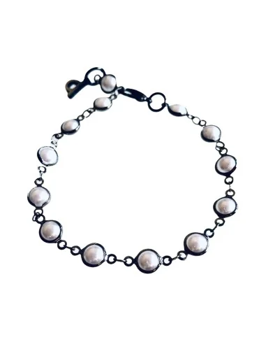 Χειροποίητο γυναικείο βραχιόλι με αλυσίδα από ατσάλι και πέρλες Sofia