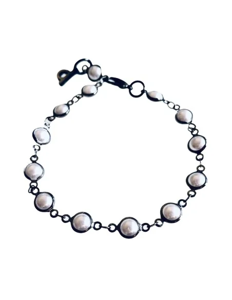 Χειροποίητο γυναικείο βραχιόλι με αλυσίδα από ατσάλι και πέρλες Sofia