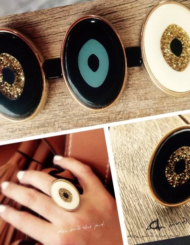 Χειροποίητο γυναικείο επίχρυσο οβάλ δαχτυλίδι μάτι σε 3 αποχρώσεις Valeria