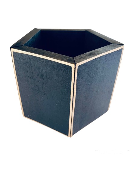 Χειροποίητο γυναικείο βραχιόλι από ξύλο σε μαύρο ή πορτοκαλί με χρυσές λεπτομέρειες ζωγραφισμένες στο χέρι Pentagon