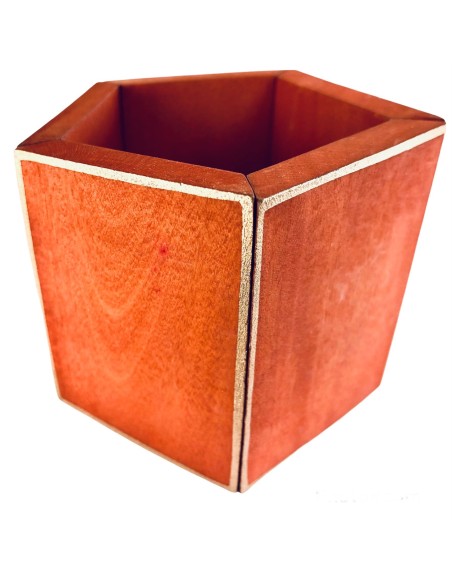 Χειροποίητο γυναικείο βραχιόλι από ξύλο σε μαύρο ή πορτοκαλί με χρυσές λεπτομέρειες ζωγραφισμένες στο χέρι Pentagon