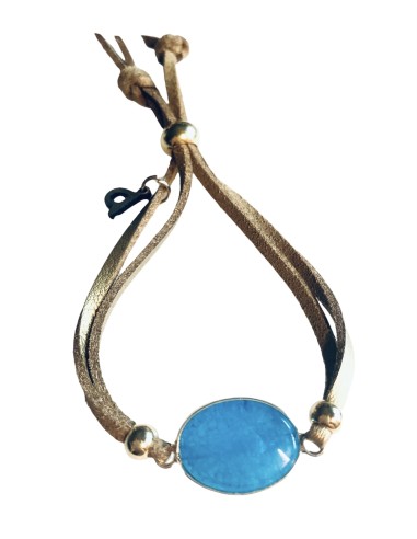 Χειροποίητο γυναικείο βραχιόλι με γαλάζιο οβάλ κρύσταλλο Τσεχίας Ciel