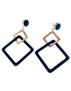 Κόσμημα σκουλαρίκια με τετράγωνα στοιχεία από ατσάλι σε ροζ χρυσό και μαύρο γεωμετρικά Square on the air