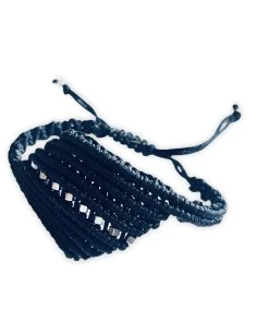 Χειροποίητο πλεκτό μαύρο βραχιόλι μακραμέ με πέτρες Αιματίτη Joan