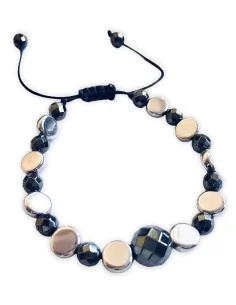 Χειροποίητο βραχιόλι με ημιπολύτιμες πέτρες αιματίτη σε κορδόνι με αυξομείωση Xenia