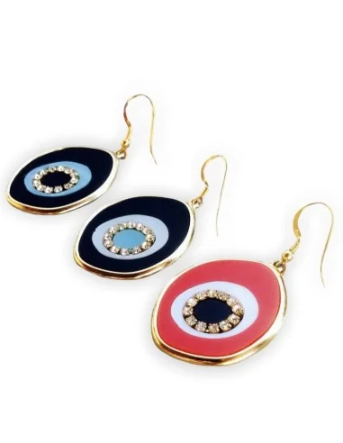 Κόσμημα σκουλαρίκια με ακανόνιστο σχήμα μάτι με swarovski elements και γάντζους από ασήμι 925 επιχρυσωμένο Eye Contact