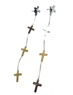 Γυναικείο κόσμημα μακριά σκουλαρίκια κρεμαστά σταυροί από ατσάλι Believe