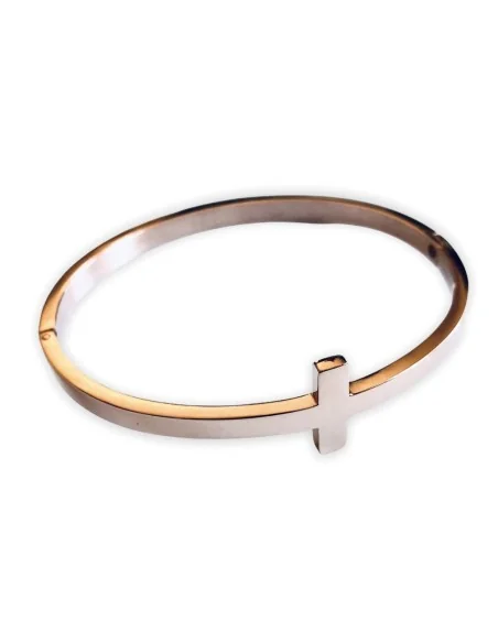 Βραχιόλι χειροπέδα σε ροζ χρυσό Σταυρός Cross