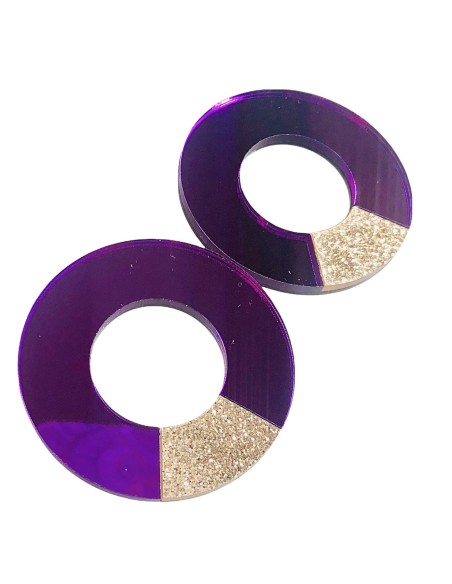 Χειροποίητα γυναικεία σκουλαρίκια από plexiglass σε μωβ και χρυσό Monaco Χειροποίητα γυναικεία σκουλαρίκια από plexiglass σε μωβ και χρυσό Monaco