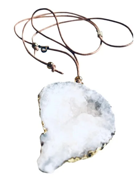 Χειροποίητο γυναικείο κολιέ με ακατέργαστη πέτρα Αχάτη σε δερμάτινο κορδόνι Jodi