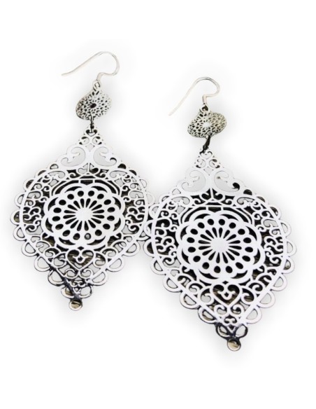 Κόσμημα σκουλαρίκια φιλιγκρί με διάτρητο σχέδιο σε όψη κεντήματος, ιδιαίτερα ελαφριά Indira