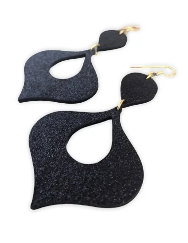 Κοσμήματα σκουλαρίκια σε σχήμα λυχνάρι με ανάγλυφες glitter λεπτομέρειες με γάντζους από ασήμι 925 επιχρυσωμένο Gini