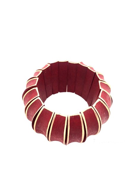 Χειροποίητο βραχιόλι από ξύλο σε αποχρώσεις του κόκκινου και του πράσινου με χρυσές λεπτομέρειες ζωγραφισμένες στο χέρι Augusta