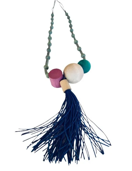 Χειροποίητο γυναικείο κολιέ με φούντα από ξύλο και καουτσούκ Fun Χειροποίητο γυναικείο κολιέ με φούντα από ξύλο και καουτσούκ Fun